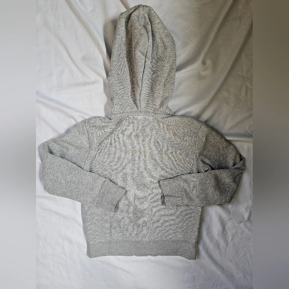 Gap Kids' Gray Zip Hoodie with Pink Logo- Medium
